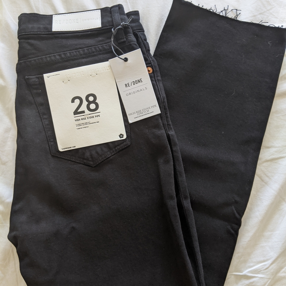 Re/Done High Rise Stovepipe Comfort Stretch blk 28